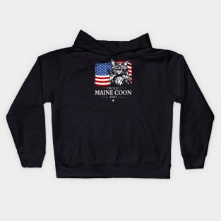 Proud Maine Coon Dad American Flag patriotic cat Kids Hoodie